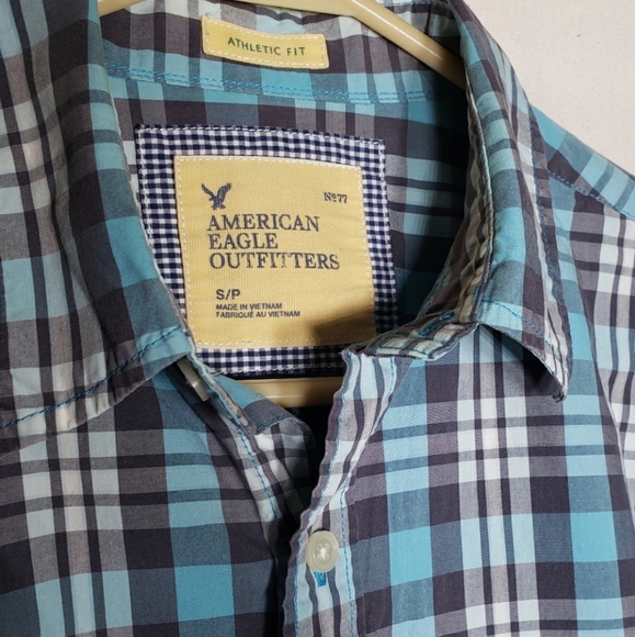American Eagle Outfitters blue plaid button up S small - Picture 2 of 4
